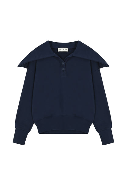 ショールカラーボタンスウェットシャツ