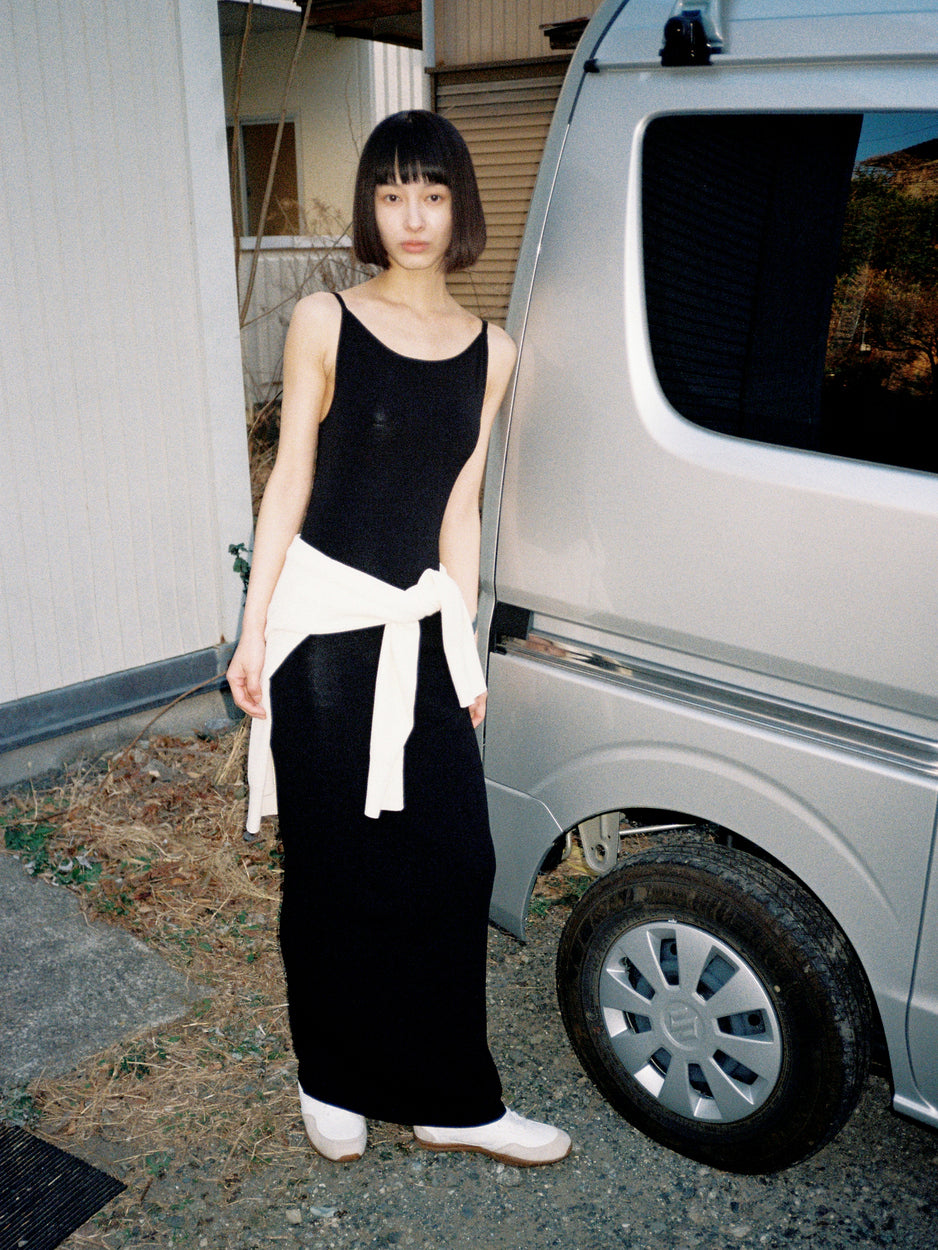 ニットスクエアーネックノースリーブワンピース