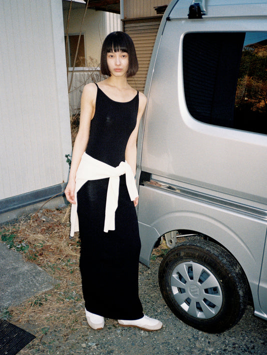 ニットスクエアーネックノースリーブワンピース