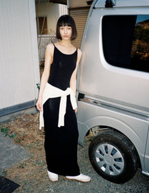 ニットスクエアーネックノースリーブワンピース