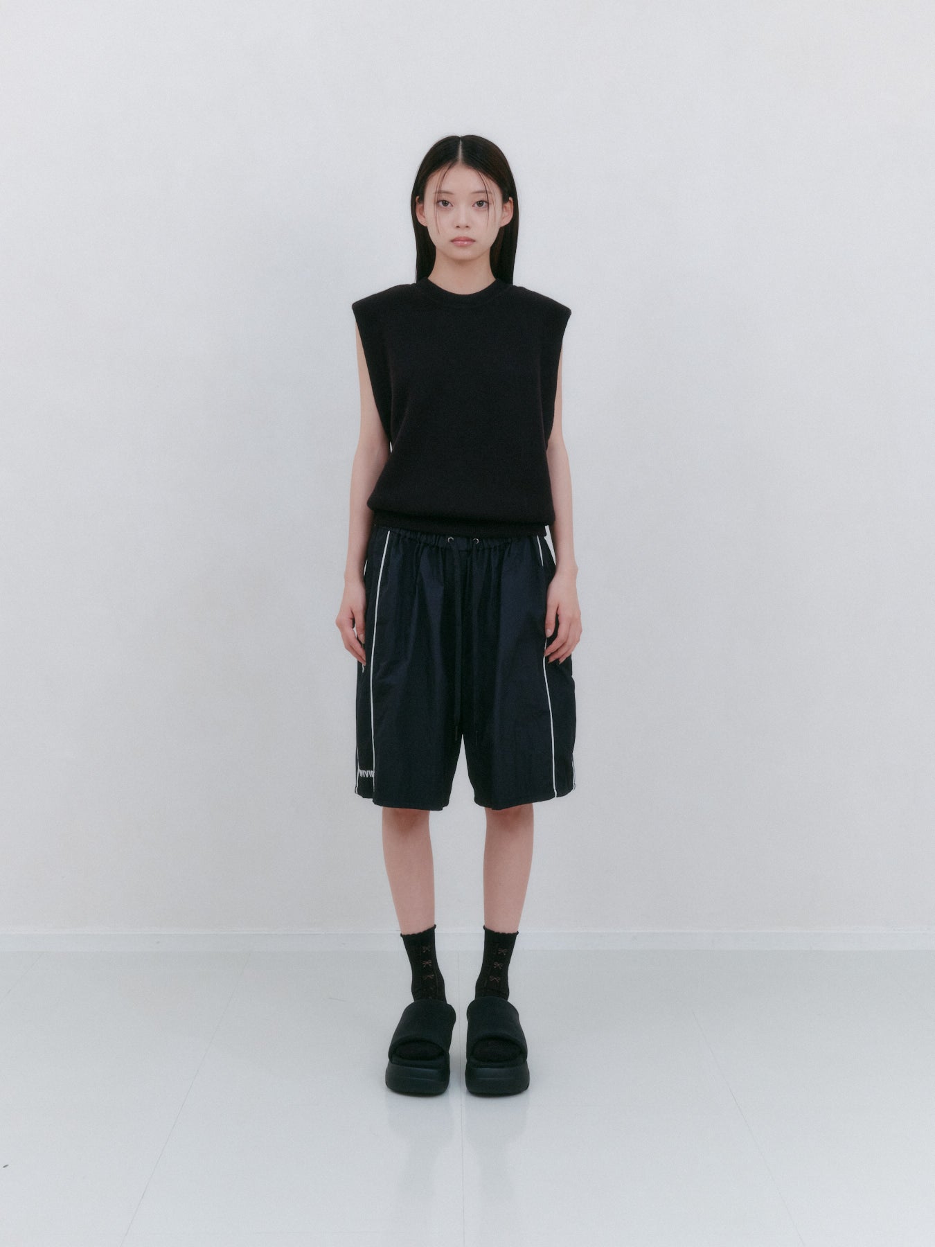 ナイロンデニムハーフパンツ