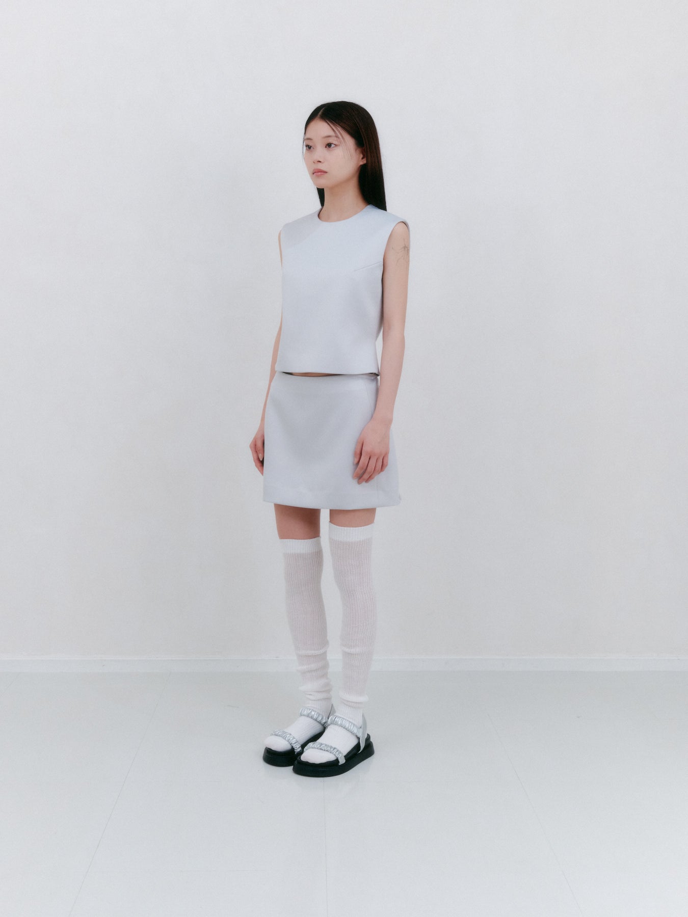 リボンデティールサテンミニスカート