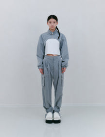 スリットディテールナイロンカーゴパンツ