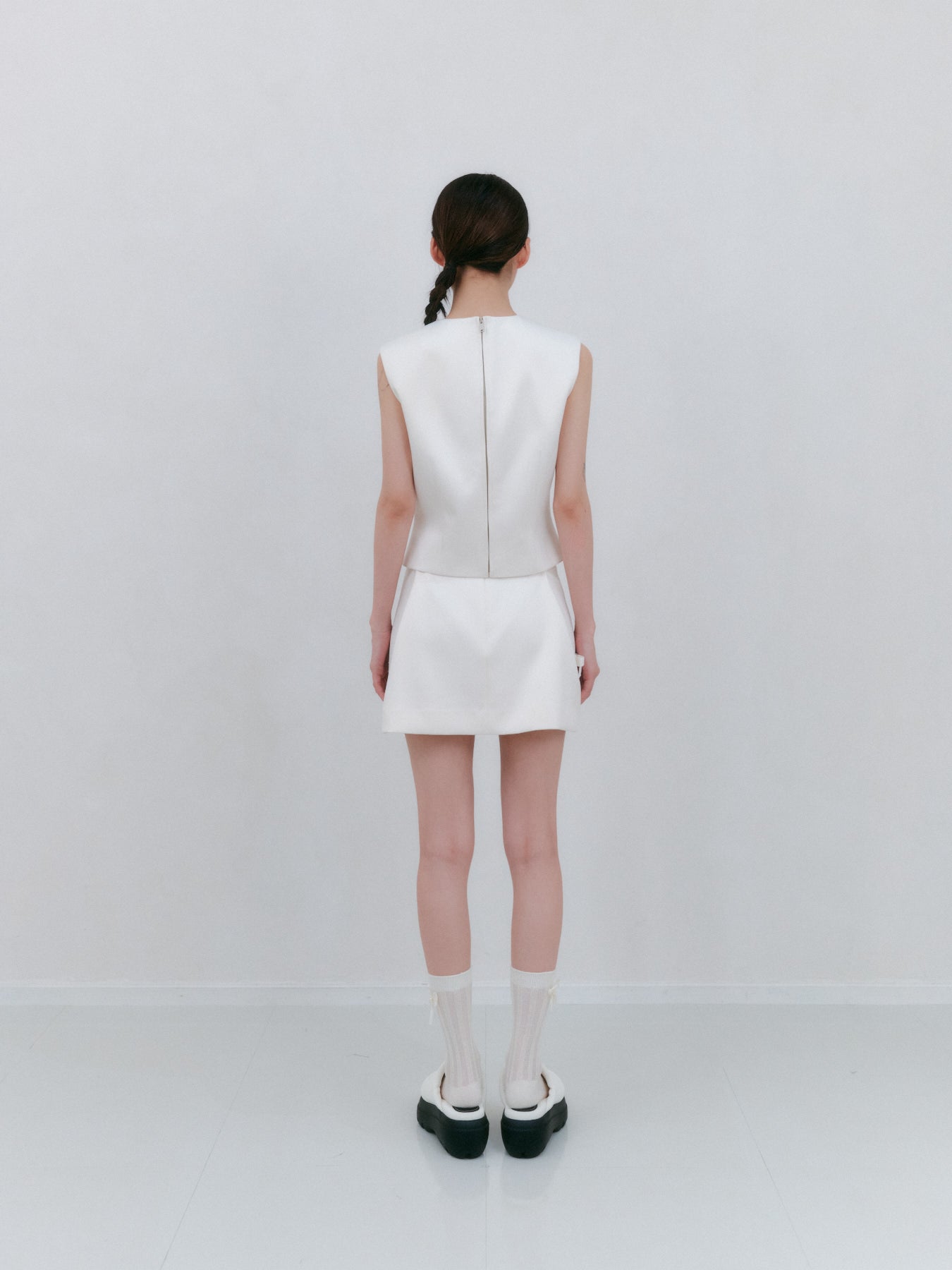 リボンデティールサテンミニスカート