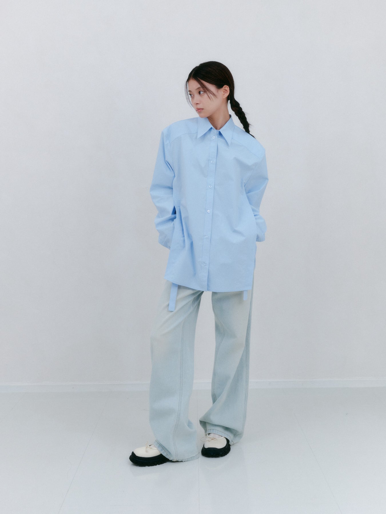 ワイドレッグデニムジーンズ