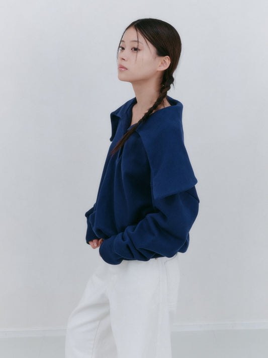 ショールカラーボタンスウェットシャツ