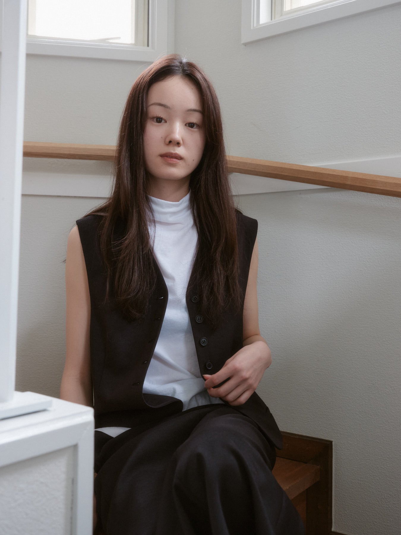 ボタンスリットベスト