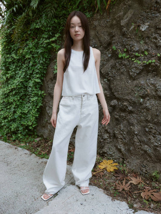 サテンリングディテールクロップドトップ