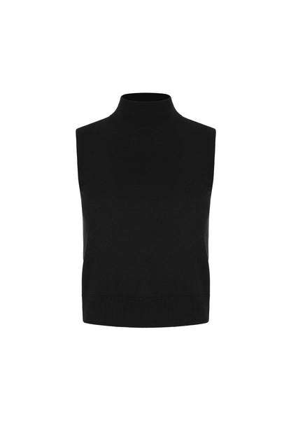 タートルネックノースリーブニットトップ