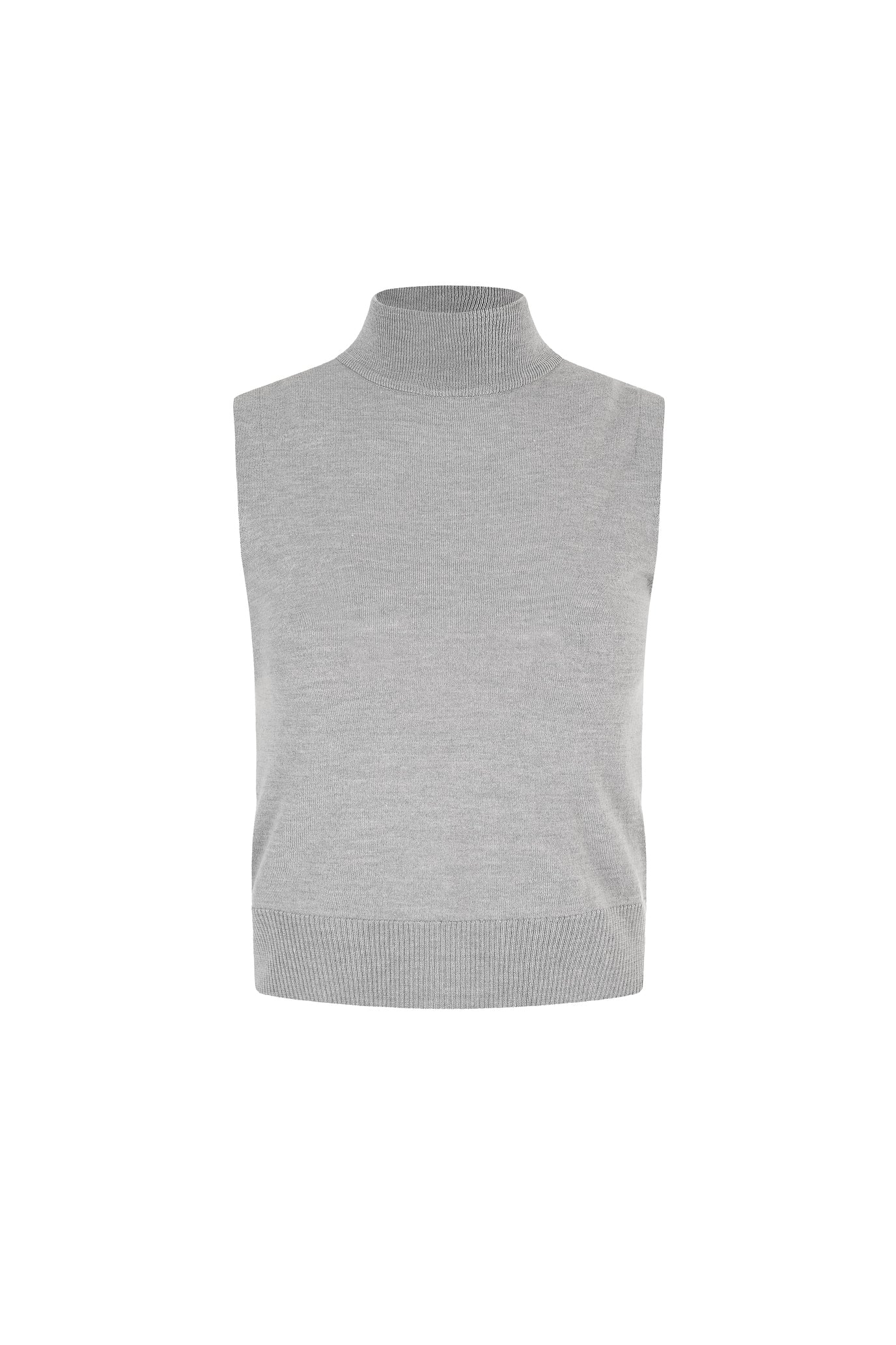 タートルネックノースリーブニットトップ