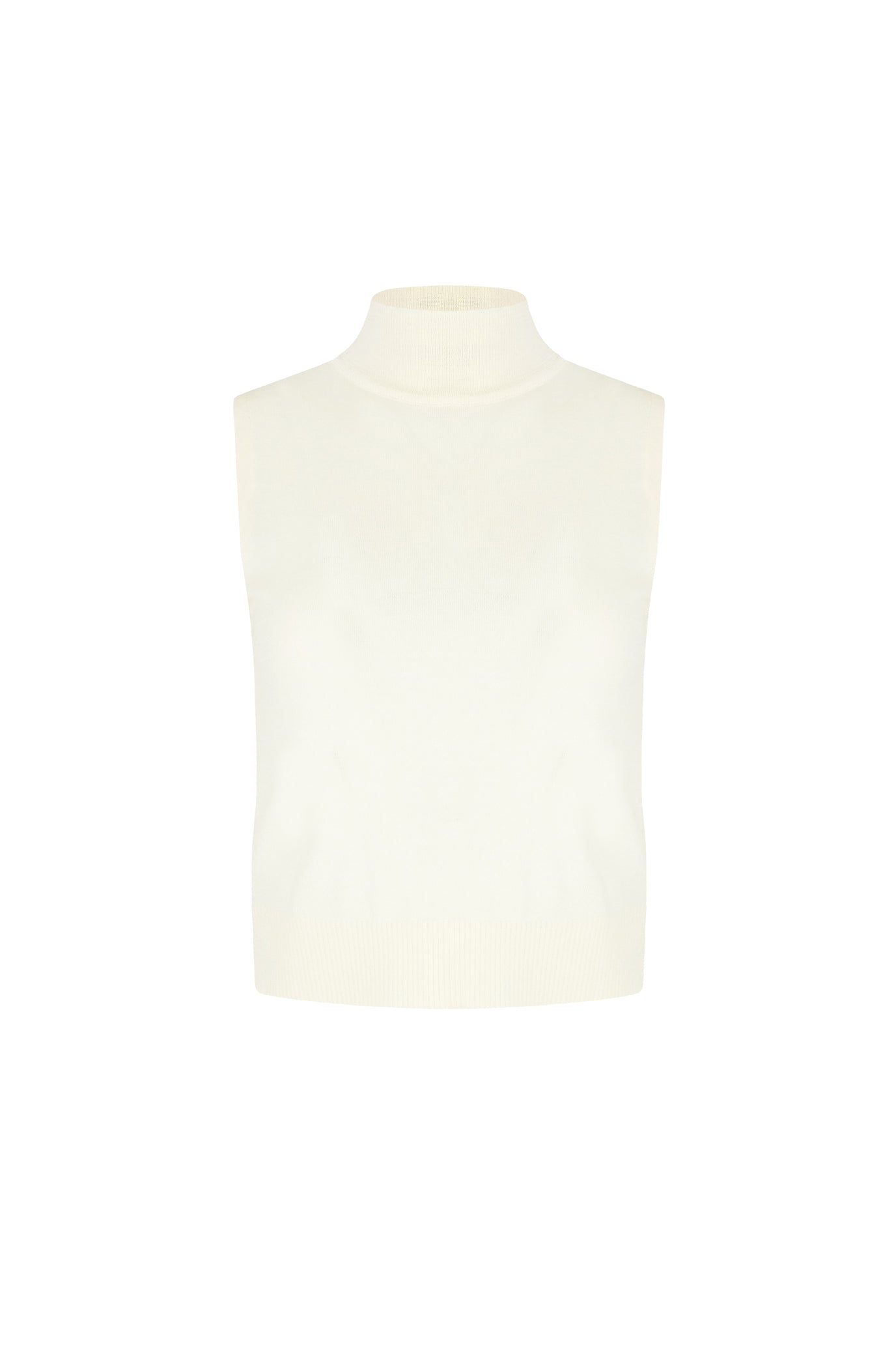 タートルネックノースリーブニットトップ