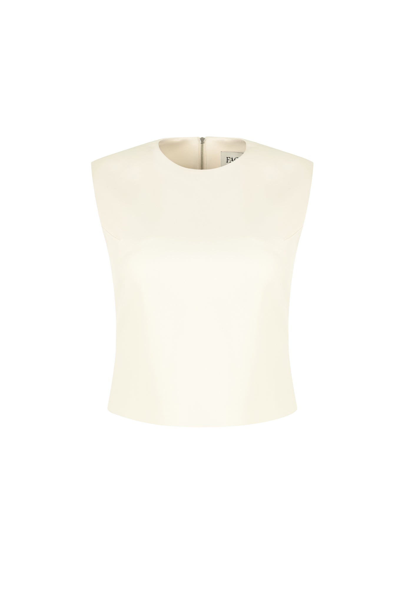 タイトフィットサテンノースリーブトップ