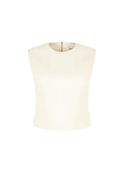 タイトフィットサテンノースリーブトップ