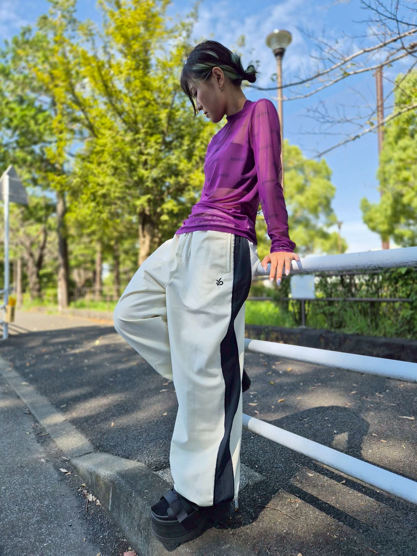 プリントメッシュトップ