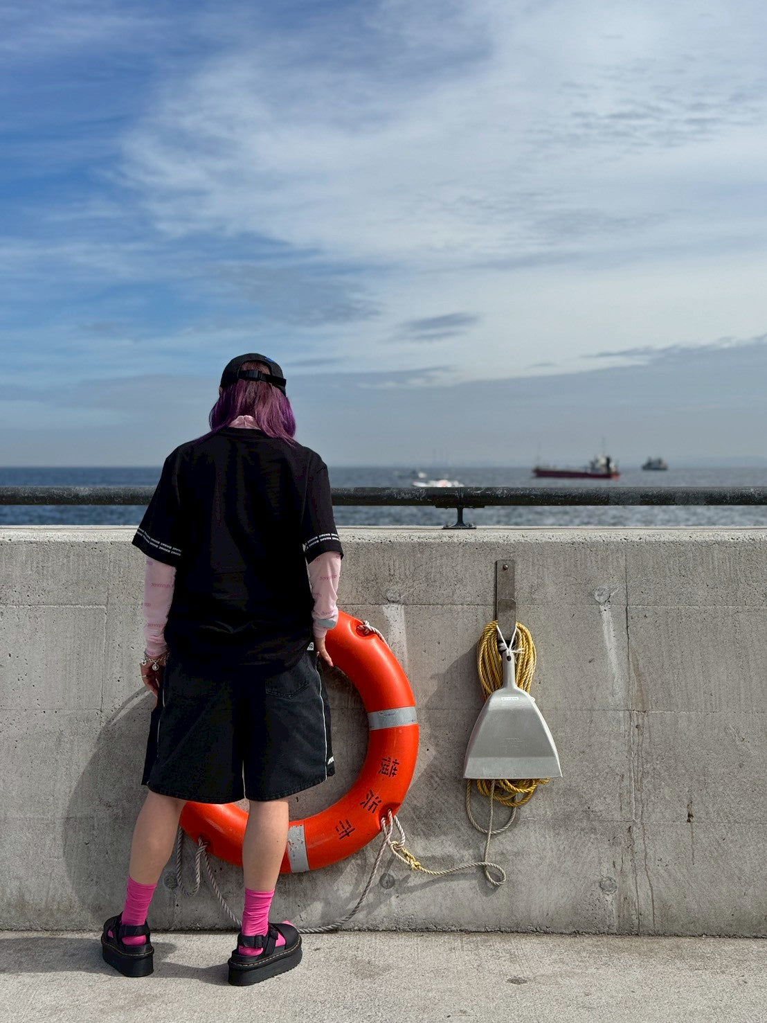 ナイロンデニムハーフパンツ