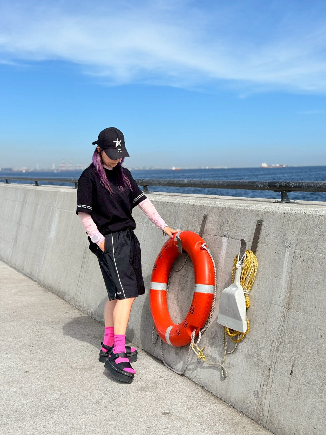 ナイロンデニムハーフパンツ