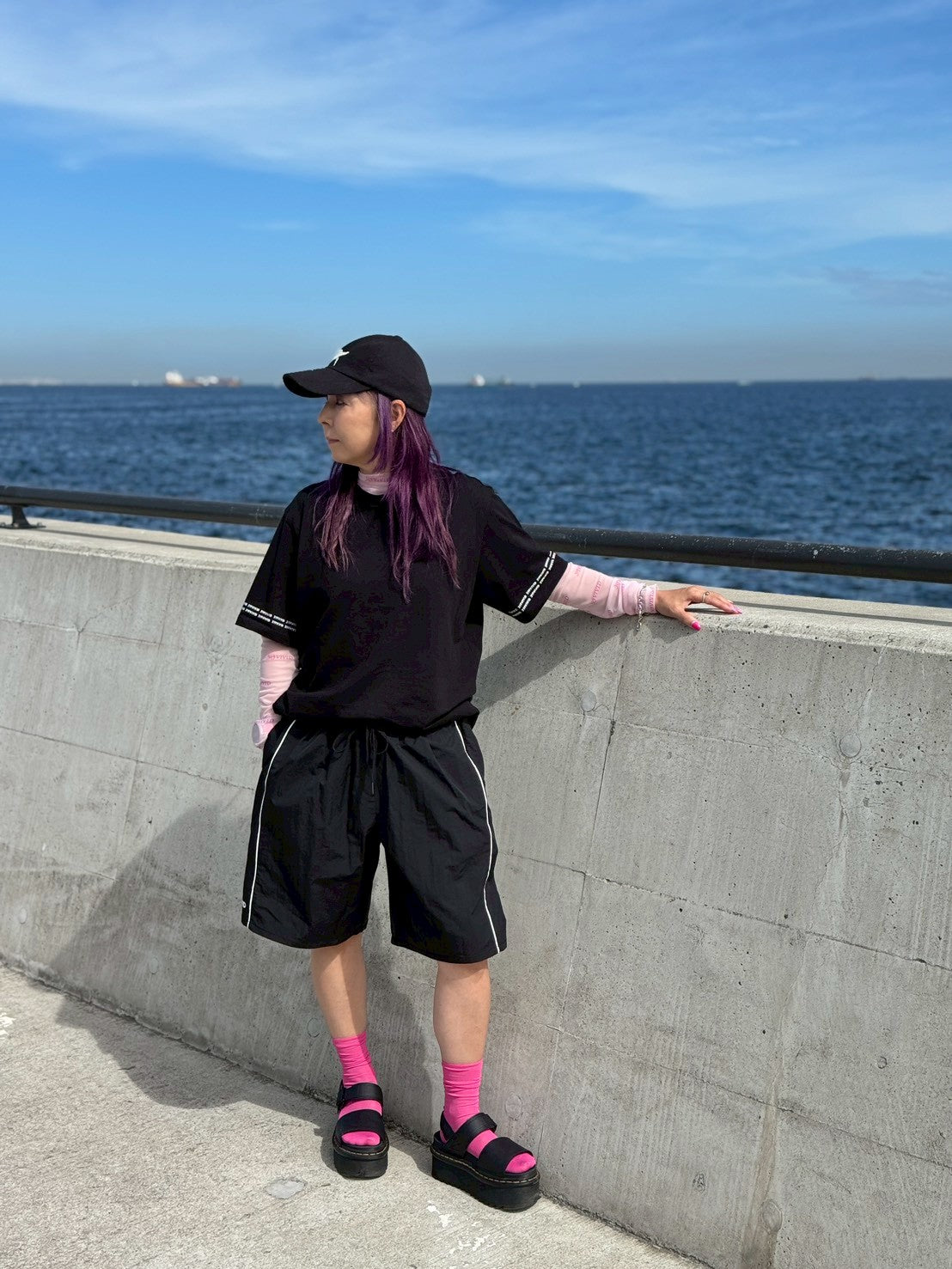 ナイロンデニムハーフパンツ